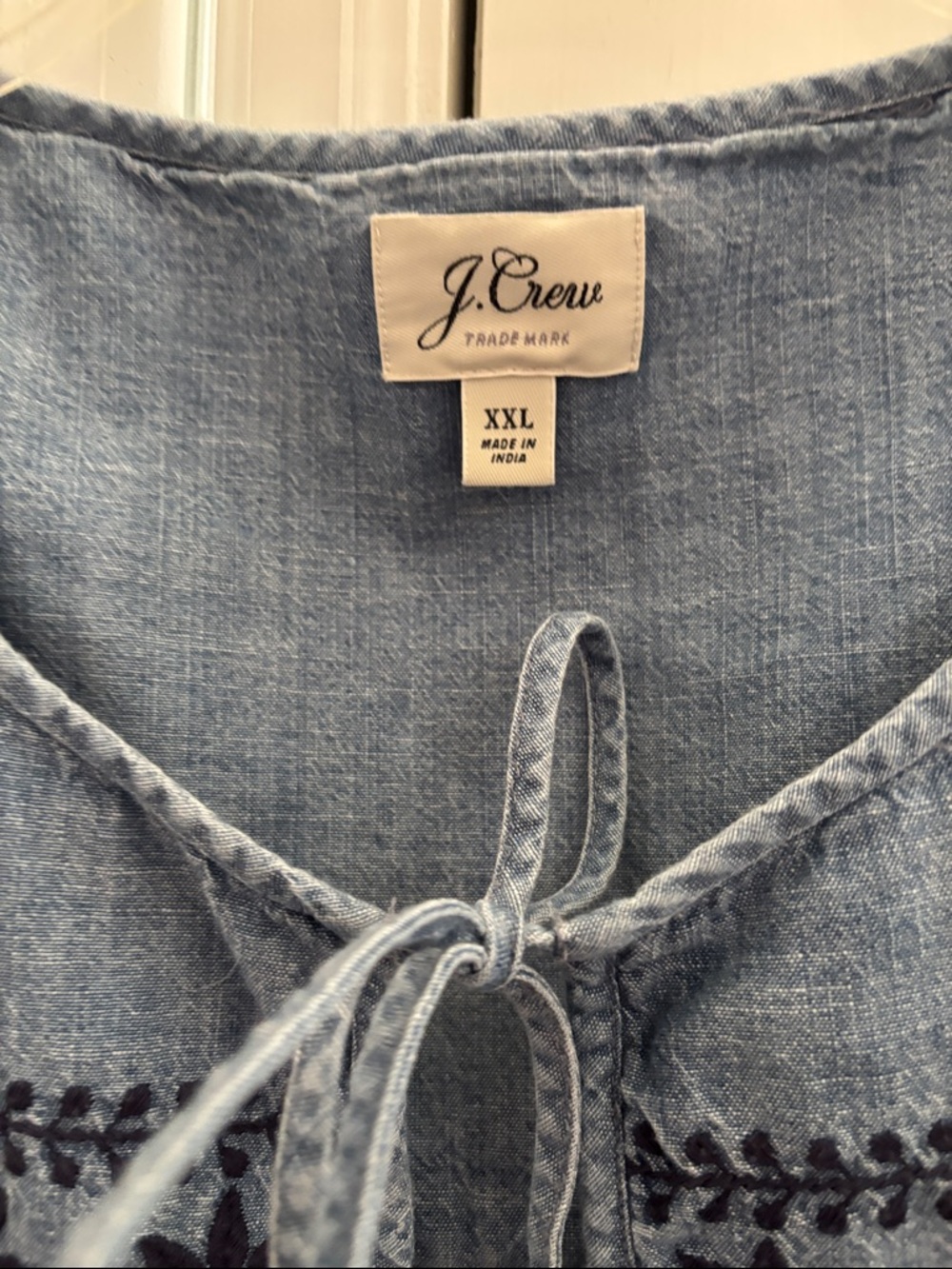 J. Crew Light Blue Embroidered Chambray Tunic - Picture 4 of 6